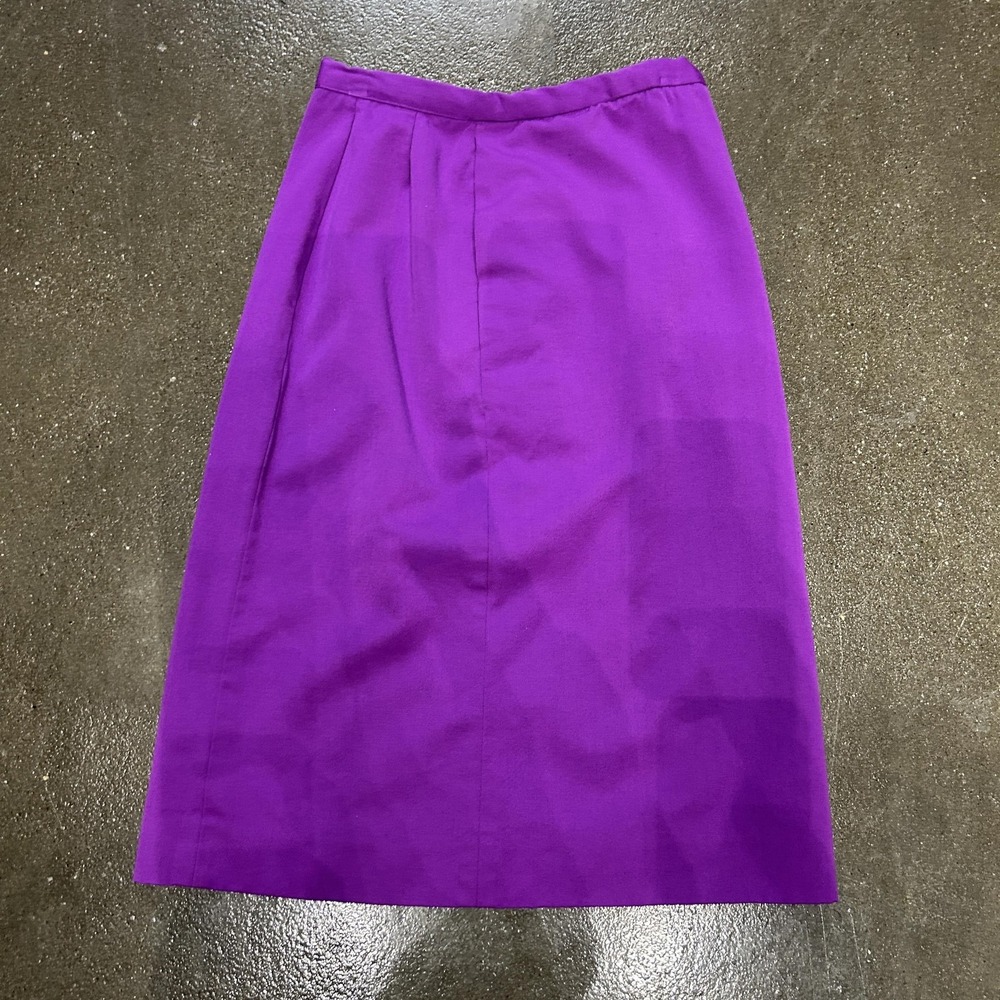 Vintage Halston III Skirt Womens 8‎ Purple Pleated Straight Pencil Midi Made USA